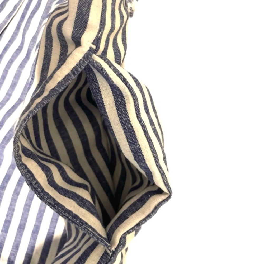 3/$15 Love Tree Blue & White Striped Linen Style Cotton Shorts Tie Belt  M - Picture 6 of 8